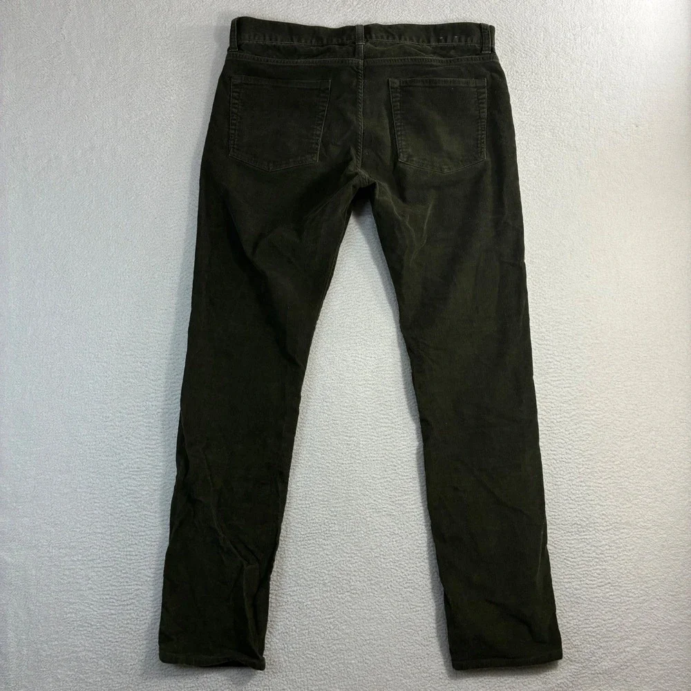 J Crew 484 Slim Corduroy Pant Men 33x32 Green Preppy Cotton Casual Chino Trouser